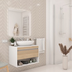 Teymi Тумба с раковиной Ritta 75 Ellie 60 подвесная белый/дуб – фотография-11