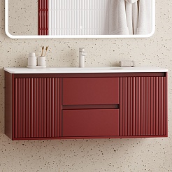 Brevita Тумба с раковиной Wine 120 подвесная бордовая – фотография-5