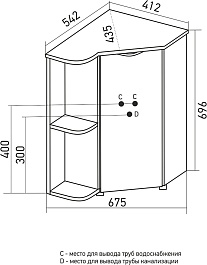 Mixline Тумба под раковину Корнер 67.5 L угловая белая/дуб – фотография-5