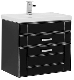 Aquanet Тумба с раковиной "Рондо 70" черный антик (2 ящика) – фотография-4