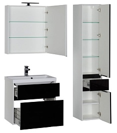 Aquanet Тумба с раковиной "Латина 70" черная 2 ящика (180033) – фотография-6