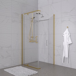 Triton Душевой уголок Терра-Голд 90x90 стекло прозрачное профиль золото – фотография-4