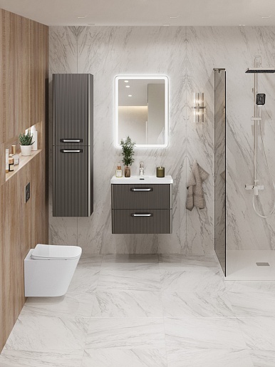 BelBagno Тумба с раковиной Due 50 подвесная Оружейная сталь ручки Хром полированный – картинка-15