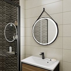 Teymi Зеркало Tiko D50 LED сенсор чёрный кожаный ремень T20902S – фотография-7