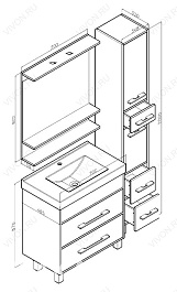 Бриклаер Тумба с раковиной Чили 70 серая лиственница – фотография-3