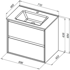 Aquanet Тумба под раковину Милан 70 подвесная дуб рошелье – фотография-14