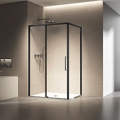 Vincea Душевой уголок Slim 8mm 120x80 VSR-6SL8012CLB профиль черный стекло прозрачное – фотография-2