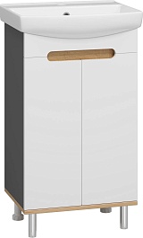 Misty Тумба с раковиной Сканди 50 белая/дуб крафт золотой/антрацит – фотография-1