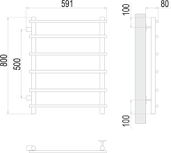 Terminus Полотенцесушитель водяной Квинта П6 500x800 БП500 хром – фотография-3