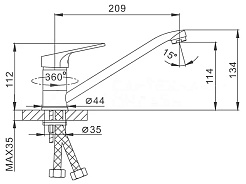 Frap Смеситель для кухни H13 F4213 хром – фотография-2