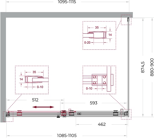 BelBagno Душевой уголок Soft Close-2 SOFT_CLOSE-2-AH-1-110/90-C-GM 110x90 профиль оружейная сталь стекло прозрачное – фотография-12
