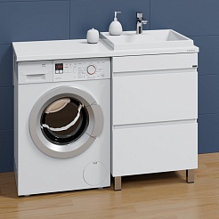 СанТа Мебель для ванной под стиральную машину Марс 120 R 2 ящика белая – фотография-4