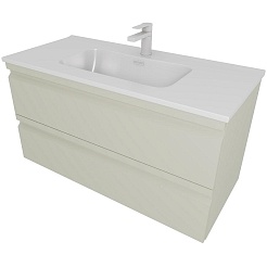 Aquatek Тумба с раковиной Вега 100 подвесная шалфей зеленый – фотография-1