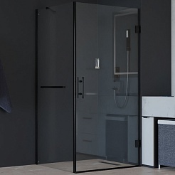 RGW Душевой уголок Hotel HO-045-1B (HO-011B + Z-060-2B + O-204B) 80x100 профиль черный стекло прозрачное – фотография-1