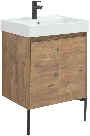 Aquanet Мебель для ванной Nova Lite 60 2 дверцы подвесная дуб рустикальный – картинка-11