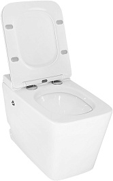 Azario Унитаз приставной AZ101 импульсный безободковый с сиденьем микролифт белый – фотография-8
