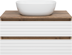 Brevita Тумба под раковину Dakota 80 подвесная дуб галифакс олово/белая – фотография-1