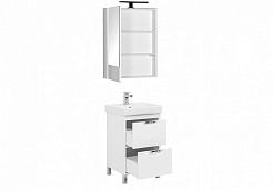 Aquanet Тумба с раковиной Гретта 55 new 2 ящика белый – фотография-2