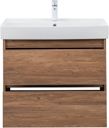 Aquanet Тумба с раковиной Nova Lite 75 подвесная дуб шоколадный – фотография-7