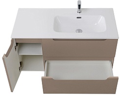 BelBagno Тумба под раковину Etna 100 R подвесная бежевая матовая – фотография-7