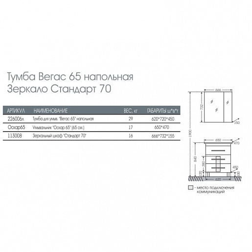 СанТа Мебель для ванной Вегас 65 – фотография-4