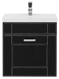 Aquanet Тумба с раковиной "Рондо 60" черный антик (1 ящик) – фотография-1