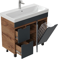 Onika Тумба с раковиной Айленд 90 с б/к графит/дуб крафт – фотография-4