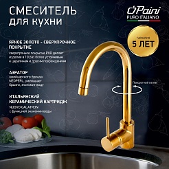 Paini Смеситель для раковины Cox 78OT572LMKM золото (OT) – фотография-10