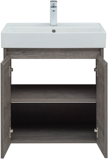 Aquanet Тумба с раковиной Nova Lite 60 2 дверцы подвесная дуб рошелье – картинка-7