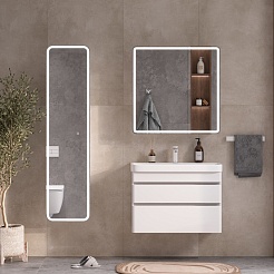 Equil Тумба с раковиной Soldi 80 2 ящика подвесная белый софт – фотография-9