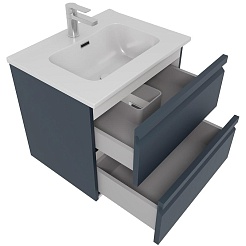 Aquatek Тумба с раковиной Вега 60 подвесная матовая серая – фотография-2