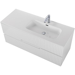 Cezares Тумба с раковиной Duet 120 R подвесная bianco lucido – фотография-3