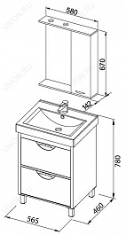 Aquanet Мебель для ванной "Гретта 60" 2 ящика  (177034) – фотография-2