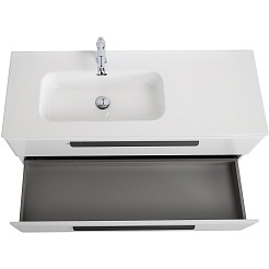 Cezares Тумба с раковиной Eco Cer-N 120 L bianco lucido CZR-8095-120-L ручки чёрные – фотография-2