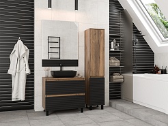 Brevita Тумба с раковиной Dakota 80 дуб галифакс олово/черный кварц – фотография-6