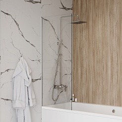 Teymi Шторка на ванну Timo 60x140 профиль хром стекло прозрачное – фотография-8