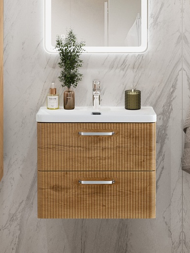 BelBagno Тумба с раковиной Due 60 подвесная Rovere Nature ручки Хром полированный – картинка-11