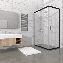 Triton Душевой уголок Фикс-Блэк 120x90 стекло прозрачное профиль черный матовый – фотография-6