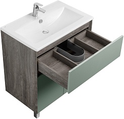 Акватон Тумба под раковину Форест 75 дуб рошелье/сумеречный голубой – фотография-5