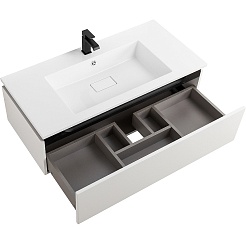 Cezares Тумба с раковиной Slider 100 с 2 ящиками белая – фотография-25