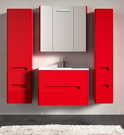 Водолей Пенал для ванной "Флорена 40" R подвесной, красный – фотография-3