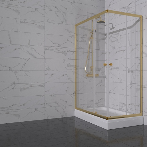 Triton Душевой уголок Вента-Голд 120x80 стекло прозрачное профиль золото с поддоном – картинка-7