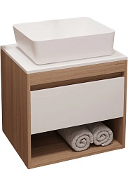 Teymi Тумба с раковиной Ritta 65 дуб эврика/белый матовый T60520 раковина T50302 – фотография-1