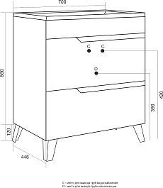 Mixline Тумба под раковину Орион 70 2 ящика белая/графит – фотография-5