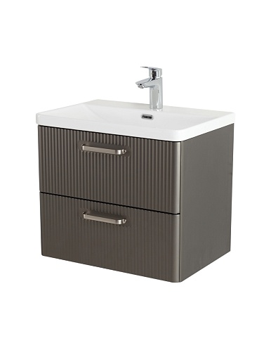 BelBagno Тумба с раковиной Due 50 подвесная Оружейная сталь ручки Матовый атласный никель – картинка-9