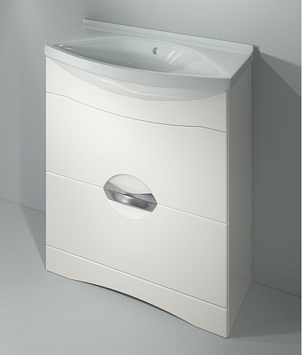 Какса-а Тумба с раковиной Каприз 75 с ящиками белая – фотография-2