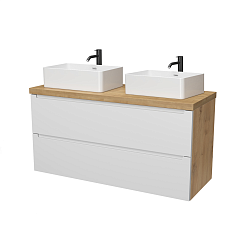 Зов Тумба под раковину Дион 120 подвесная матовая белая/дуб – фотография-2