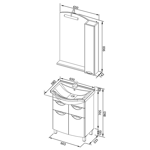 Aquanet Мебель для ванной "Асти 65" (180319) – фотография-4
