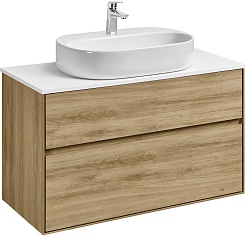 Акватон Мебель для ванной с белой столешницей Либерти 100 Одри Round дуб эльвезия – фотография-2
