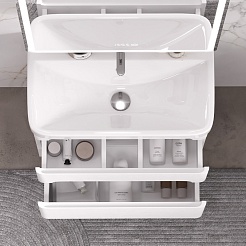 Equil Тумба под раковину Nice 60 2 ящика подвесная белая – фотография-5